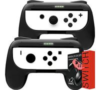 Grips de Orzly compatibles con los Joy-Cons de la Nintendo Switch - PACK DE DOS (2x NEGRO) Grips Universales para usar con los JoyCons de la Nintendo Switch