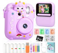 GRIRDDIV Camara Fotos Infantil Instantanea, Cámara Infantil Digital instantánea con Papel de impresión y Tarjeta TF de 32 GB, HD 1080P Cámara Instantánea, Regalo, de 3 a 12 años