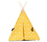 GRIRIW 1 Pieza Casa para Mascotas Forma de Triángulo Tienda Portátil Desmontable y Lavable para Gatos y Perros Seguro y Cómodo Material Resistente y Duradero Diseño Cuadros Amarillos