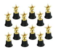 GRIRIW 12 Piezas Trofeos Mini Estrella Plástico Multiusos para Premios Deportivos Fiesta Escolar Recompensas con Base Negra para Grabado