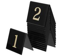 GRIRIW 15 Marcadores Número Mesa Acrílico Doble Cara en V, 15 Piezas Negro Números Dorados, Carteles para Fiesta Detectives, Escena del Crimen y Restaurante, Decoración Juego y Accesorio