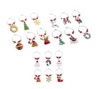 GRIRIW 18 Piezas Anillos Identificadores para Copas de Vino Navideños Dijes Metálicos Brillantes para Fiestas Decoración para Mesa de Navidad Fácil de Colocar para Eventos Familiares