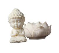GRIRIW 1juego Estatua De Buda De Resina Blanca Decoración para Escritorio Adorno De para Hogar y Oficina Escultura De Buda Detalles Intrincados