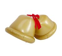 GRIRIW 2 Campanas Navideñas Inflables Gigantes con Lazo Dorado Adornos Colgantes para Árbol de Navidad Decoración Festiva para Jardín y Exteriores Decoración Navideña Inflable para