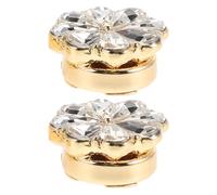 GRIRIW 2 Gemelos de Camisa Diseño de Pétalos en Aleación Dorada Mujer Adornados Brillantes Cristales, Accesorios Elegantes para Eventos Obsequios y Tuxedo