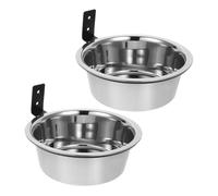 GRIRIW 2 Juegos Cuencos Elevados para Perros de Pared Acero Inoxidable con Soporte Comederos Colgantes para Gatos Perros y Pollos Comida y Agua Organizador Espacio
