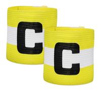 GRIRIW 2 Piezas Brazaletes de Capitán de Fútbol Elásticos de Nylon de Amarillo y Blanco para Líderes de Equipo Partidos de Soccer