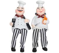 GRIRIW 2 Piezas Figuras de Chef Resina Duradera Adorno Práctico para Decoración de Mesa y Encimera Cocinas Diseño Encantador y Resistente para Hogar y Negocio
