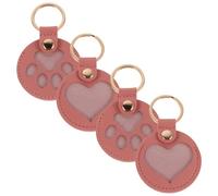 GRIRIW 2 Piezas Llavero para Pelo de Mascota Cuero PU Diseño de Huella de Gato y Corazón Rosa Accesorio Elegante para Guardar Pelaje de Perro y Gato