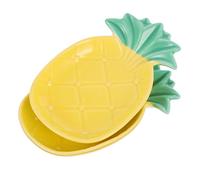 GRIRIW 2 piezas Platos de Cerámica Forma de Piña de Platos para Salsa y Condimentos Amarillo para Aperitivos y Decoración de Mesa