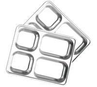 GRIRIW 2 piezas Platos Inoxidable con Compartimentos Profundos Bandejas Divididas Resistentes para Adultos Unidades Apilables para Servir Comida y Duradera