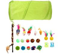 GRIRIW 21 Piezas Juguete Interactivo para Gatos Plumas y Campana, Material de Felpa y Plástico, Estimula el Instinto Natural y Diversión para Gatos y Gatitos Color Color Aleatorio
