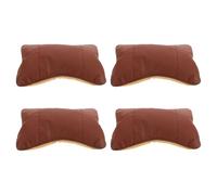 GRIRIW 4 Almohadas Cervicales para Coche Marrón Reposacabezas Ajustable de Piel Sintética Transpirable 27X18X9 CM Soporte Cervical para Asiento de Coche y Viaje