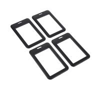 GRIRIW 4 piezas Fundas para Tarjetas de Identificación Protección Plástica para Tarjetas Soporte Vertical Doble Cara Color Negro Identificativas Transporte