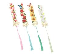 GRIRIW 4 piezas Marcapáginas de Flores de Metal con Borlas Pack de Unidades para Amantes Lectura y Decoración de Libros para de Cumpleaños y Navidad