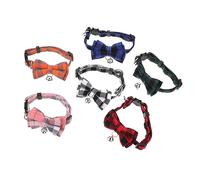 GRIRIW 6piezas Collares para Gatos con Cascabel y Pajarita Pack De Ajustables Accesorios para Mascotas Diseño De Cuadro para Gatos y Cachorros