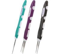 GRIRIW Agujas de Crochet para Trenzado y Mantenimiento de Mango Ergonómico Juego de 3 para Cabello Metal y Plástico, Cabezas Simple, Doble y Triple