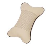 GRIRIW Almohada Cuello del Automóvil Reposacabezas de Cuero Sintético Beige, Cojín para Adultos, Relleno Cómodo, Accesorio Interior para Coche, Uso en Coche y Hogar, Soporte Cervical