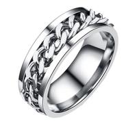 GRIRIW Anillo Giratorio de Acero Inoxidable Tamaño 6 Color Acero con Cadena Abridor de Botellas Unisex para Hombre y Niño Obsequio Casual Uso Diario