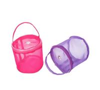 GRIRIW Bolsa de Almacenamiento para Ovillos de Lana de Malla, 2 Piezas Pequeñas en Púrpura y Rosa Fucsia, Bolsa Portátil para Herramientas de Tejido y Labores de Ganchillo, Adecuado