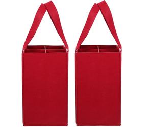 GRIRIW Bolsa de Fieltro Portátil para Vino Burdeos 2 Piezas Capacidad para 4 Botellas, Resistente y No se Deforma, Adecuado para Botellas de Vino y Cerveza