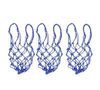 GRIRIW Bolsa de Red de Malla de Nylon Reforzado Azul, 3 Piezas, Cordón Ajustable para Almacenamiento de Balones, Adecuado para Uso Escolar y Actividades Deportivas al Aire Libre