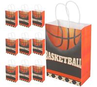 GRIRIW Bolsas de Obsequio para Baloncesto Asa, 10 Unidades, Tamaño Pequeño, Papel Resistente para Fiestas Deportivas y Cumpleaños, Bolsas para Dulces y Regalos Temáticos de Baloncesto