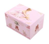 GRIRIW Caja de Música con Bailarina Rosa para Niñas con Almacenamiento de Joyas, Diseño Elegante de MDF con Compartimentos para Habitación Infantil