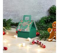 GRIRIW Cajas de Obsequio Navideñas Pequeñas Forma de Casita de Jengibre 10 Unidades de Cartón Verde para Dulces Galletas y Chocolates Ideales para Fiestas y Decoración Navideña
