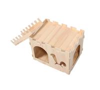 GRIRIW Casa para Mascotas de Madera para Hámster y Conejo Castillo Desmontable con Escalera y Espacios para Escondite Refugio Interactivo para Cobayas y Pequeños Animales Estructura