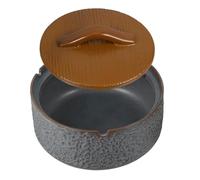 GRIRIW Cenicero Cerámico con Tapa Vintage para Decoración de Patios y Oficinas Resistente Artesanal y Fácil de Limpiar para Hogar y Espacios Exteriores