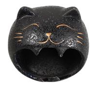 GRIRIW Cenicero de Cerámica Negro Diseño de Gato, Grande y Espacioso, Antihumo para Hogar, Oficina y Decoración de Patio, Accesorio Decorativo Funcional y Resistente