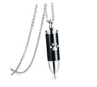 GRIRIW Collar De Cremación Huella De Pata para Cenizas De Perro, Joya Conmemorativa De Acero Inoxidable, Tamaño Mediano, Uso Memorial para Dueños De Mascotas