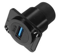 GRIRIW Conector USB 3.0 Hembra Montura Panel, Adaptador Pasacables, Acoplador Paso a Través D Tipo, Negro, Compatible USB 2.0, para Montaje Fijo en Mamparo