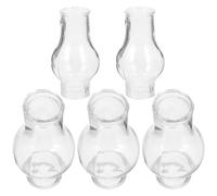 GRIRIW Cubierta de Lámpara de Aceite de Vidrio Retro 5 Piezas, Pantalla Resistente al Viento para Lámparas de Queroseno, Accesorio para Iluminación de Camping y Uso Doméstico