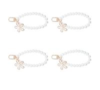 GRIRIW Cuerdas para Colgar Móvil de Diseño Simple Perlas, 4 Piezas de Plástico y Aleación, Accesorio Elegante para Bolso y Teléfono, Llavero Antirrobo