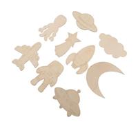 GRIRIW de Recortes de Madera sin Terminar 9 Diseños Diferentes 27 Piezas Temática Espacial Color Beige y Fomentar la Creatividad para Manualidades para Decorar el Hogar