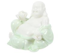 GRIRIW Estatua De Buda De Cerámica Maitreya Estilo Chino para Decoración De Oficina y Hogar Adorno De Escritorio De Cerámica Artesanal para Salón y Dormitorio