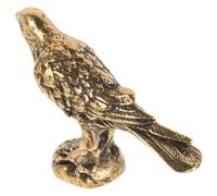 GRIRIW Figura de Cuervo de Latón Retro Miniatura Adorno Decorativo para Escritorio Estatua Vintage de Metal para Hogar y Oficina Figura Artística de Pájaro Pequeña Decoración Única