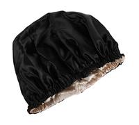 GRIRIW Gorro para dormir de satén ligero y elástico con doble capa para mujeres que reduce la caída del cabello en noche negra