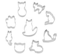 GRIRIW Juego de 9 Cortadores de Galletas Forma de Gato en Acero Inoxidable, Molde Robusto y Versátil para Hornear en Fiestas y DIY