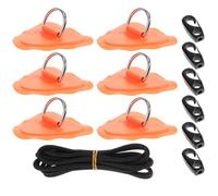 GRIRIW Juego de Accesorios para Tabla de Paddle Surf y Kayak Parche Anilla en D Naranja 13 Piezas Incluye 6 Parches 25 M Cuerda Elástica y 6 Hebillas Fijación Segura para
