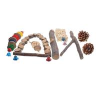 GRIRIW Juego de Juguetes para Pájaros Pequeños Perchas de Madera de Manzana, Gancho Antideslizante y Diseño para Morder en Jaulas y Transportadoras Color Aleatorio