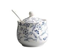 GRIRIW Juego de Recipientes para Condimentos de Cerámica Azul y Blanca Salero Pequeño y Azucarero Compacto Dispensador para Cocina y Barbacoas Diseño Tradicional Chino Superficie
