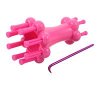 GRIRIW Kit de Muñeca de Tejer Doble Cara para Hacer Cordones de Punto Rosa Herramienta Manual Versátil de Plástico y Metal para Proyectos DIY en Casa