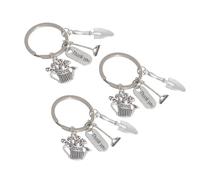 GRIRIW Llavero de Metal Plateado Organizador de Llaves Diseño de Pala y Rastrillo , Pack de 3 Piezas para Decoración de Llaves de Coche y Mochila