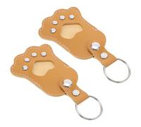 GRIRIW Llavero para Pelo de Perro y Gato 2 Unidades Colgante Conmemorativo de Piel Sintética en Color Amarillo Diseño Forma de Huella de Mascota Accesorio Compacto para Guardar