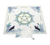 GRIRIW Mantel de Tarot Pentagrama Verde de Terciopelo para Adivinación con Bolsa de Almacenamiento Antideslizante para Rituales Cartas Portátil y Ligera para Uso Casa o Exteriores