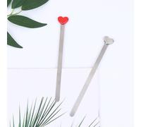 GRIRIW Marcapáginas de Metal Forma de Corazón Set 2 Piezas Rojo y Plateado Colgante Metálico para Estudiantes y Lectores Accesorio Escolar Práctico y Creativo