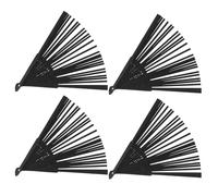 GRIRIW Marco de abanico plegable de bambú negro 21 cm, 4 piezas, varillas resistentes para bricolaje, manualidades y proyectos creativos